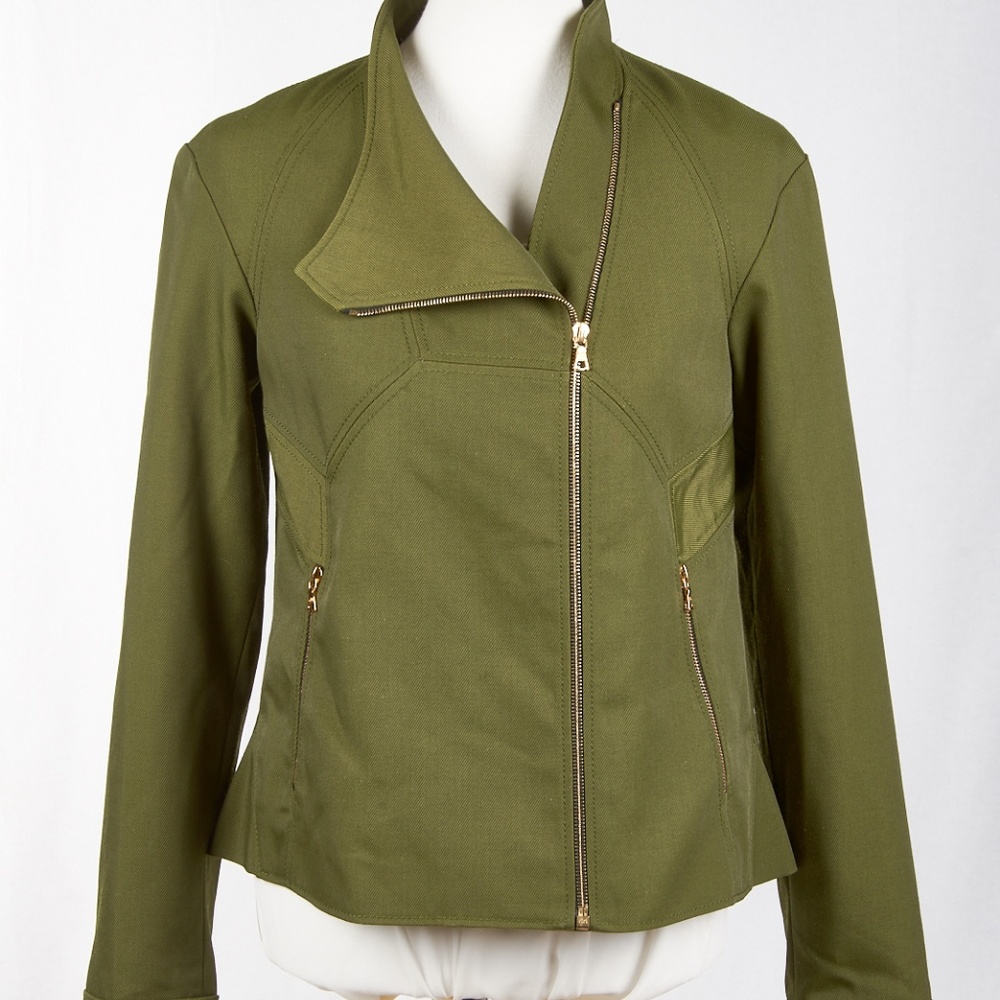 DEREK LAM Moss Green Asymmetrical Full-Zip Jacket